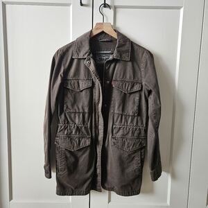 Levi's Brown Utility Jacket with Quilted Design and Full-Length Zipper